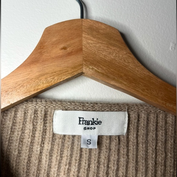 FRANKIE SHOP WOOL BLEND RIBBED CRISS CROSS SWEATER IN OATMEAL SIZE S - Picture 5 of 7